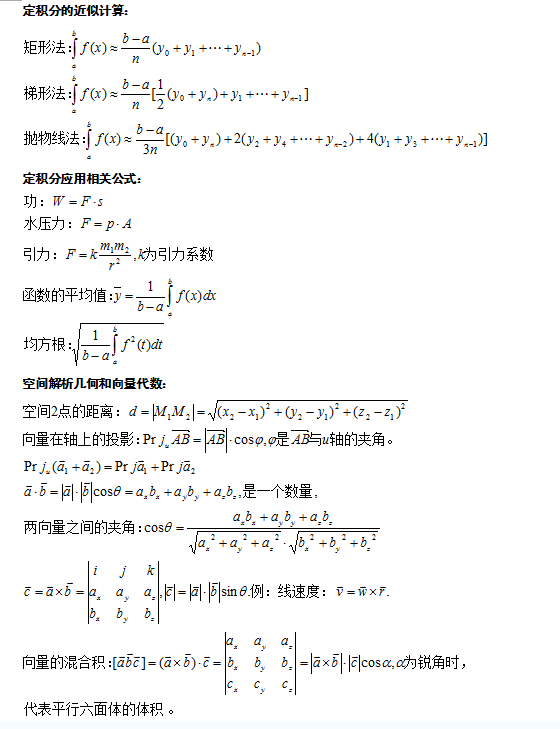 2021年福州成考專升本《高等數(shù)學(xué)一》公式復(fù)習(xí)三